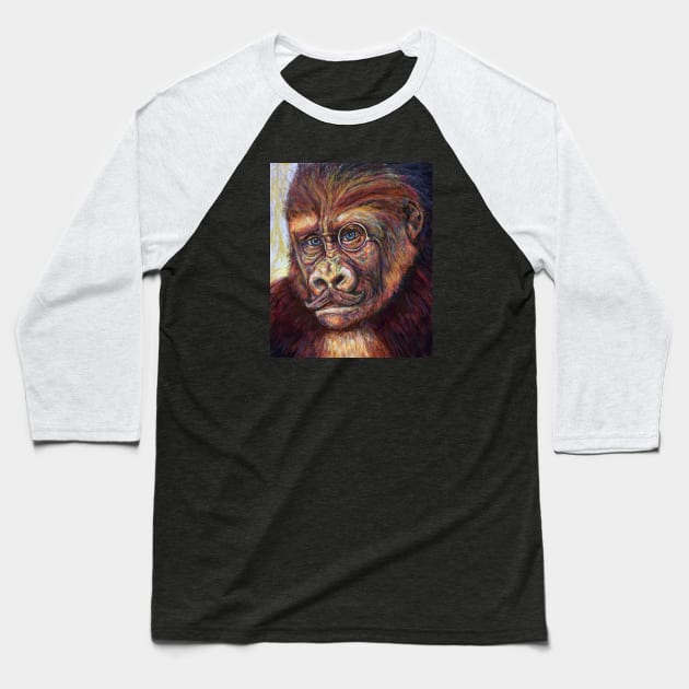 Sophisticated Gorilla - Surreal Popart Painting Baseball T-Shirt by Kraken Sky X TEEPUBLIC